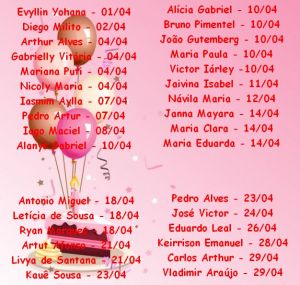 alunos mês de sbril