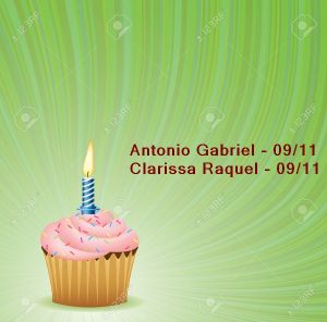 Birthday Green Vector Background. Cupcake Collection.